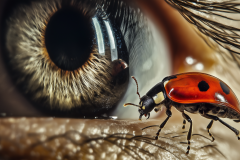 lieveheersbeestje loopt voorbij een oog